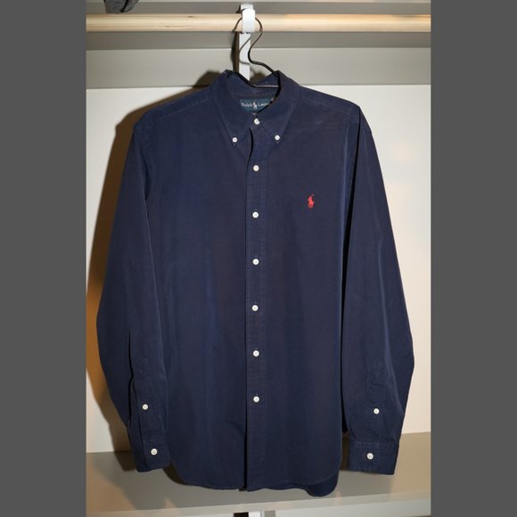 Polo Ralph Lauren Navy Oxford Polo Size M - Picture 1 of 4